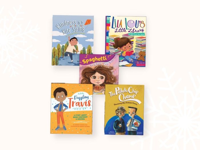 A series of children's books to gift this holiday season. 5 books shown in total. 